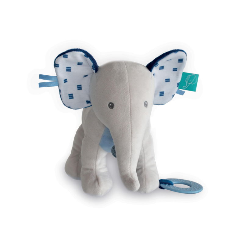  - edgar et eglantine - peluche dactivité éléphant bleu 25 cm 